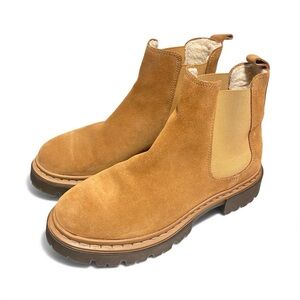 NWOB Danessa Leather Suede Chelsea Lug Sole Boots Made in Portugal Size 38/7.5